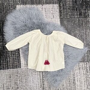 LALI Girls Olive‎ Style Blouse In Yellow Cream Size 6Y